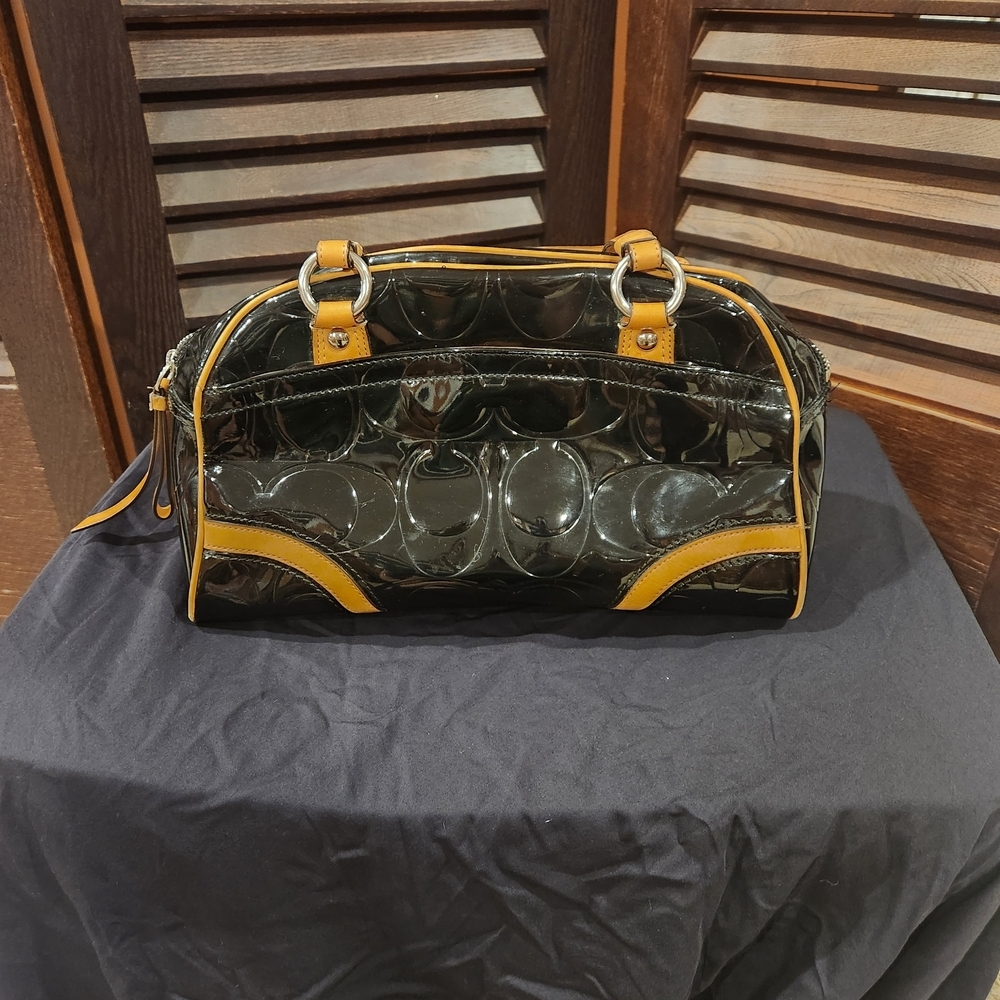 Coach Black and Tan Women's Bowler Bag - Picture 2 of 10